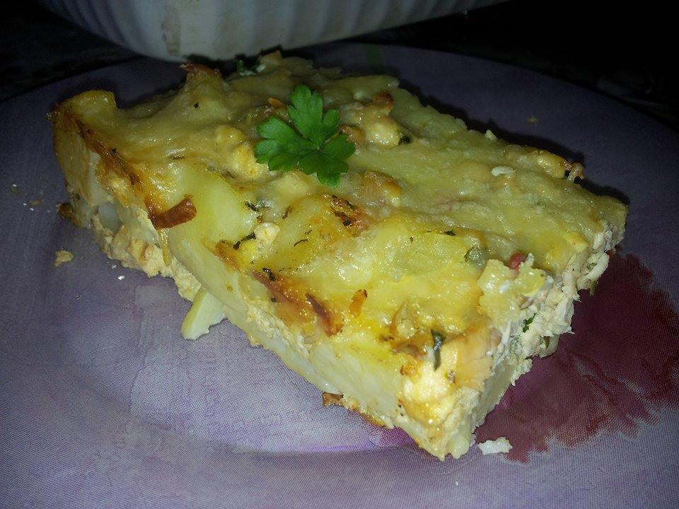 Budinca de cartofi cu piept de pui