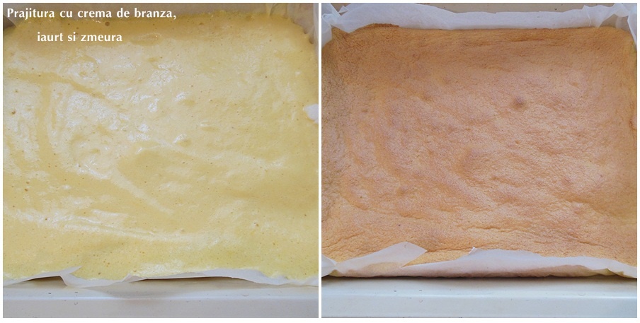 Prajitura cu crema de branza, iaurt si zmeura