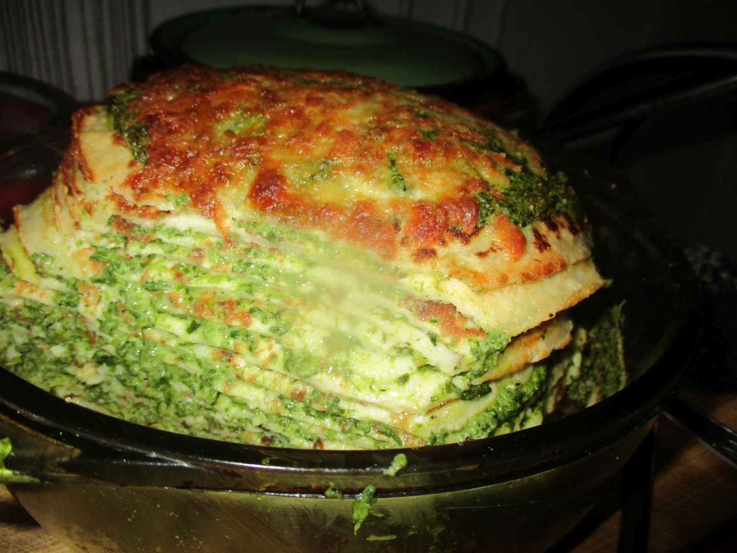 Budinca de clatite cu piure de spanac