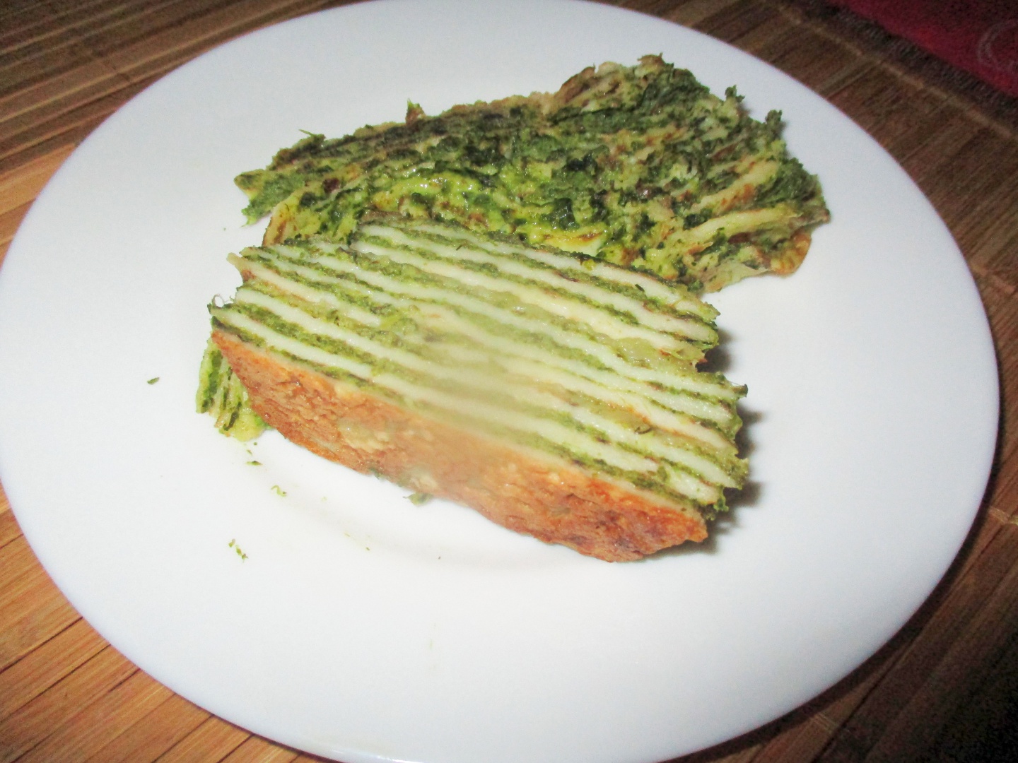 Budinca de clatite cu piure de spanac