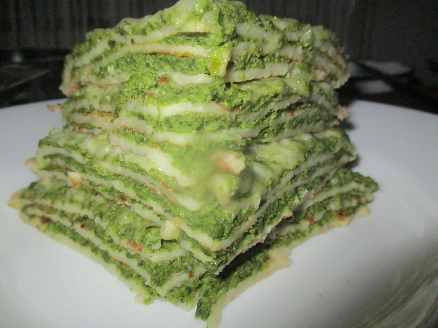 Budinca de clatite cu piure de spanac