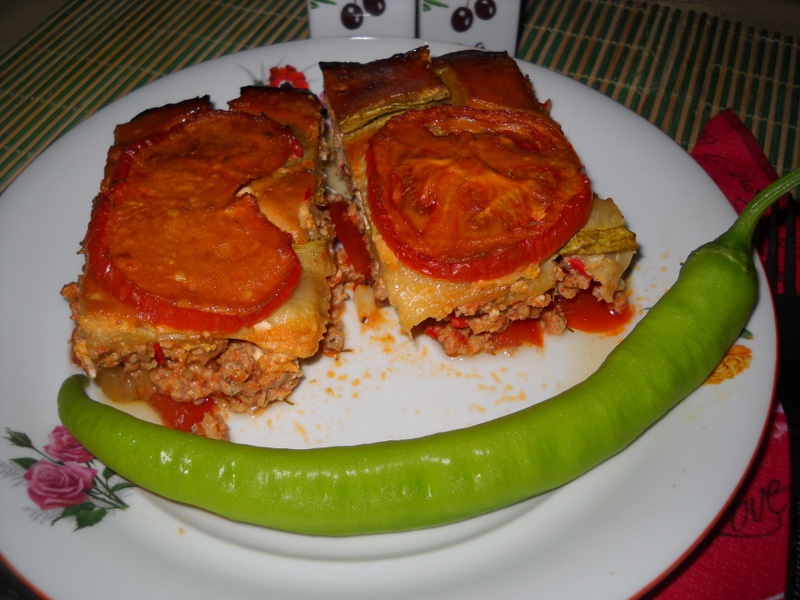 Musaca cu dovlecei si carne tocata de curcan