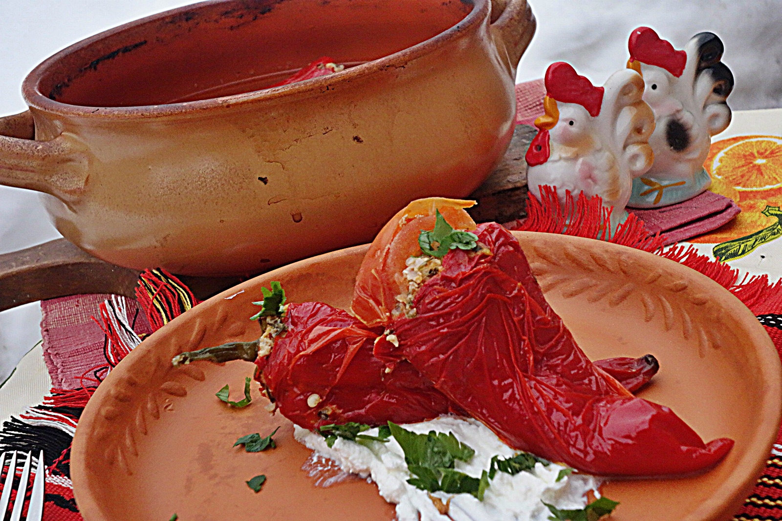 Ardei Kapia rosu umplut, la cuptor