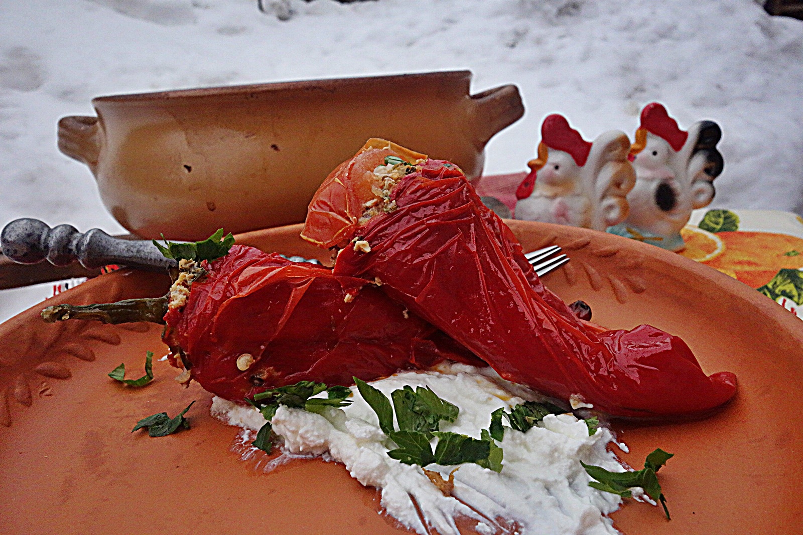 Ardei Kapia rosu umplut, la cuptor