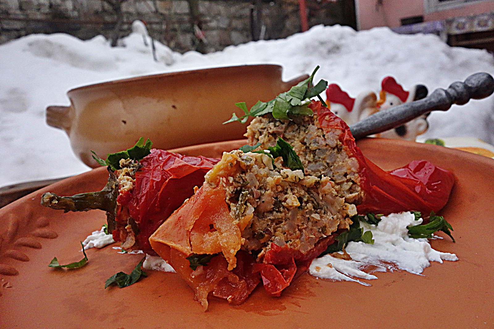 Ardei Kapia rosu umplut, la cuptor