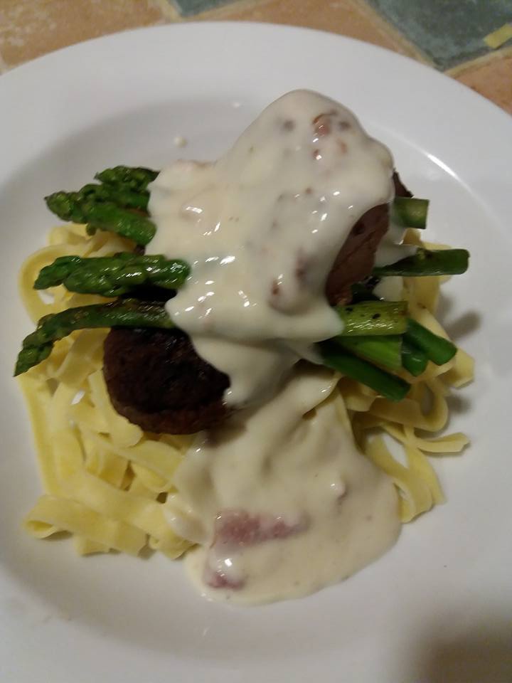 Steak de miel carbonara