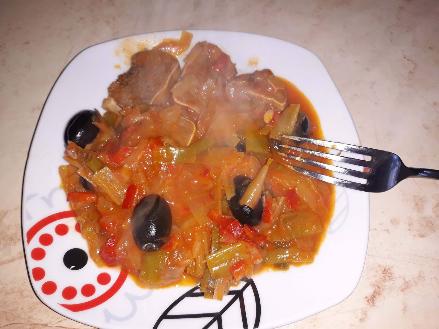 Mancare de praz cu limba si masline