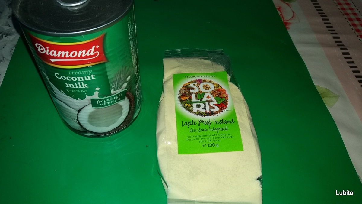 Budinca de tapioca cu lapte de cocos si lapte de soia