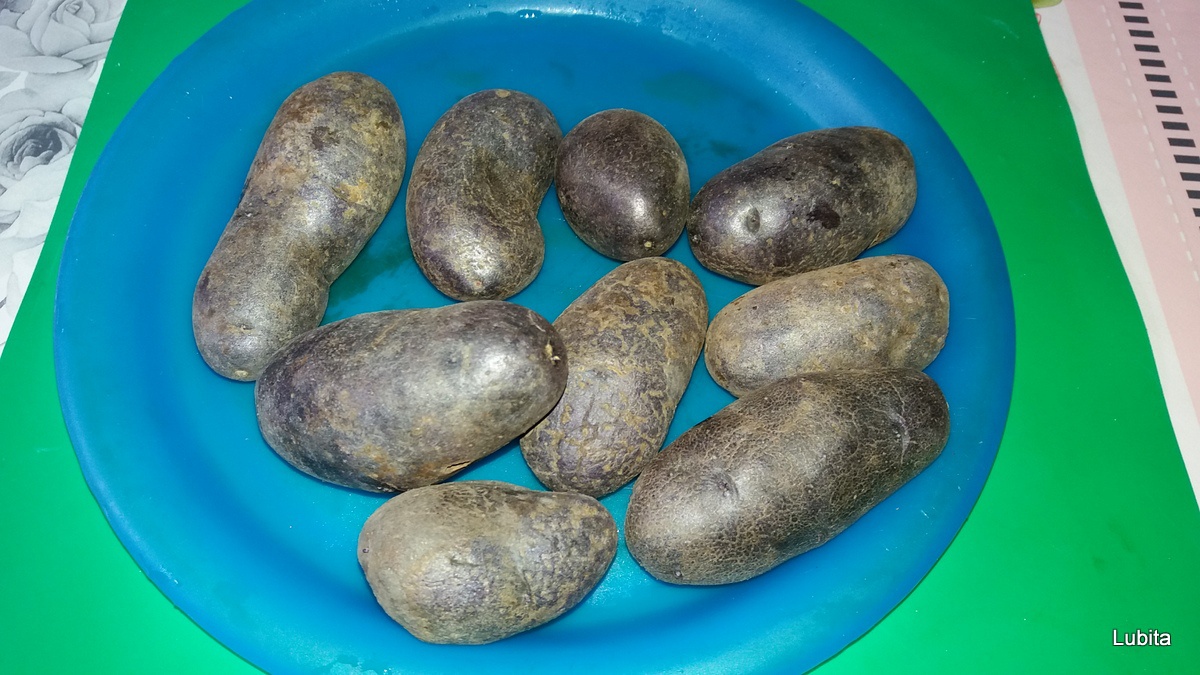 Snitele de soia cu piure de cartofi albi si mov