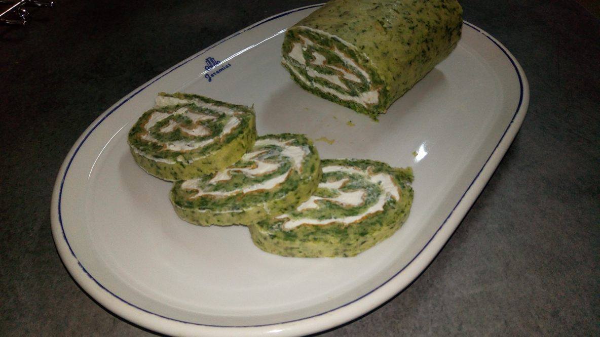 Rulada de spanac umpluta cu crema de branza