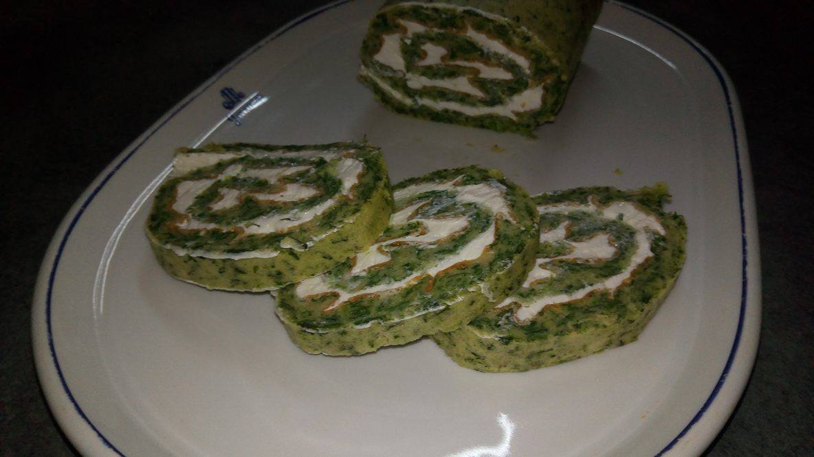 Rulada de spanac umpluta cu crema de branza