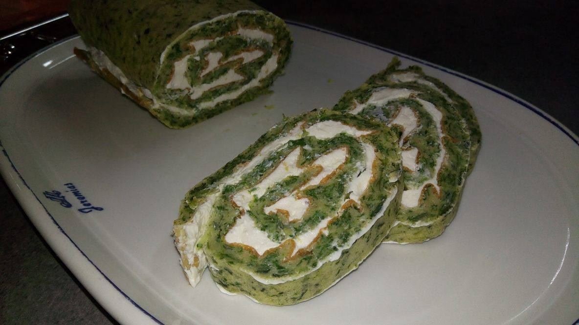 Rulada de spanac umpluta cu crema de branza