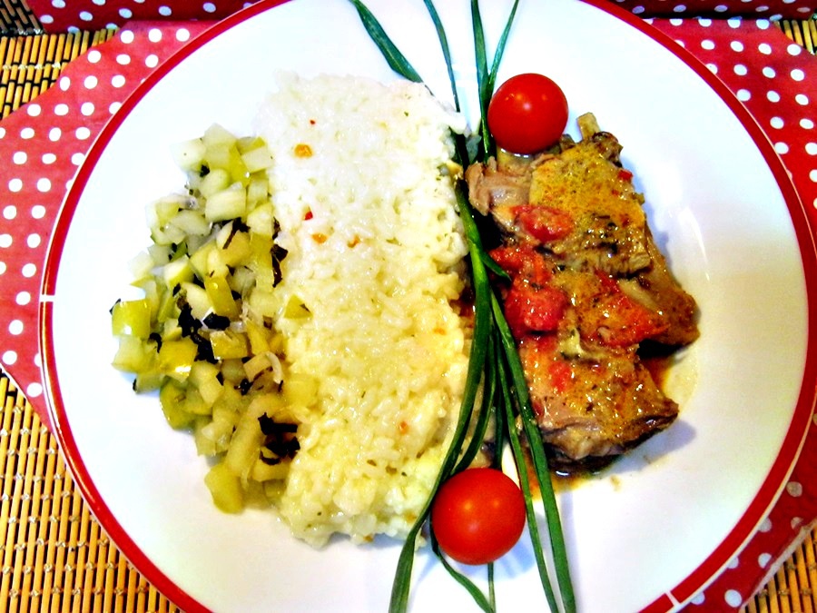 Madras de miel cu orez si chutney de mere cu menta