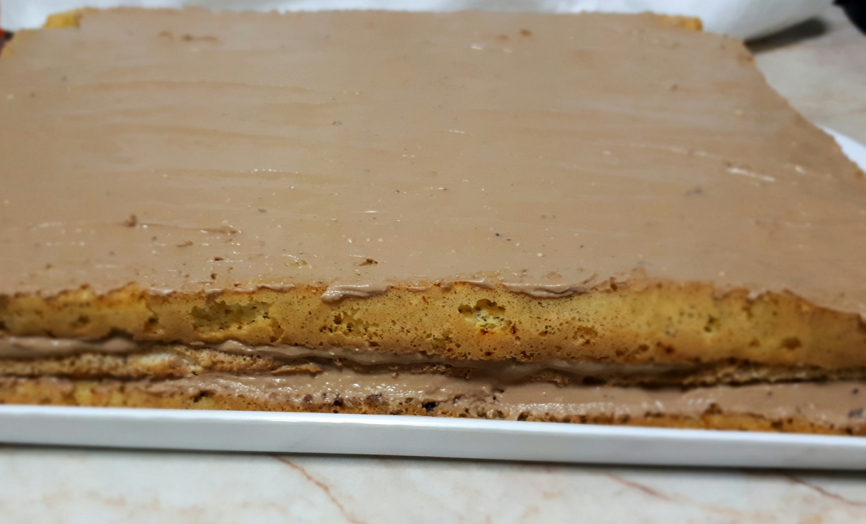 Prajitura cu crema de branza, ciocolata si gem