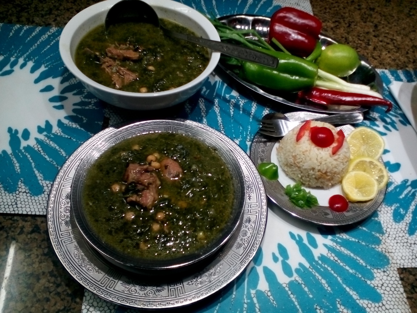 Mancarica de spanac cu carne de miel si naut