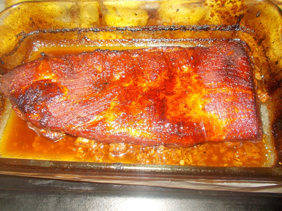 Coaste de porc glazurate, la cuptor, cu cartofi cu rozmarin