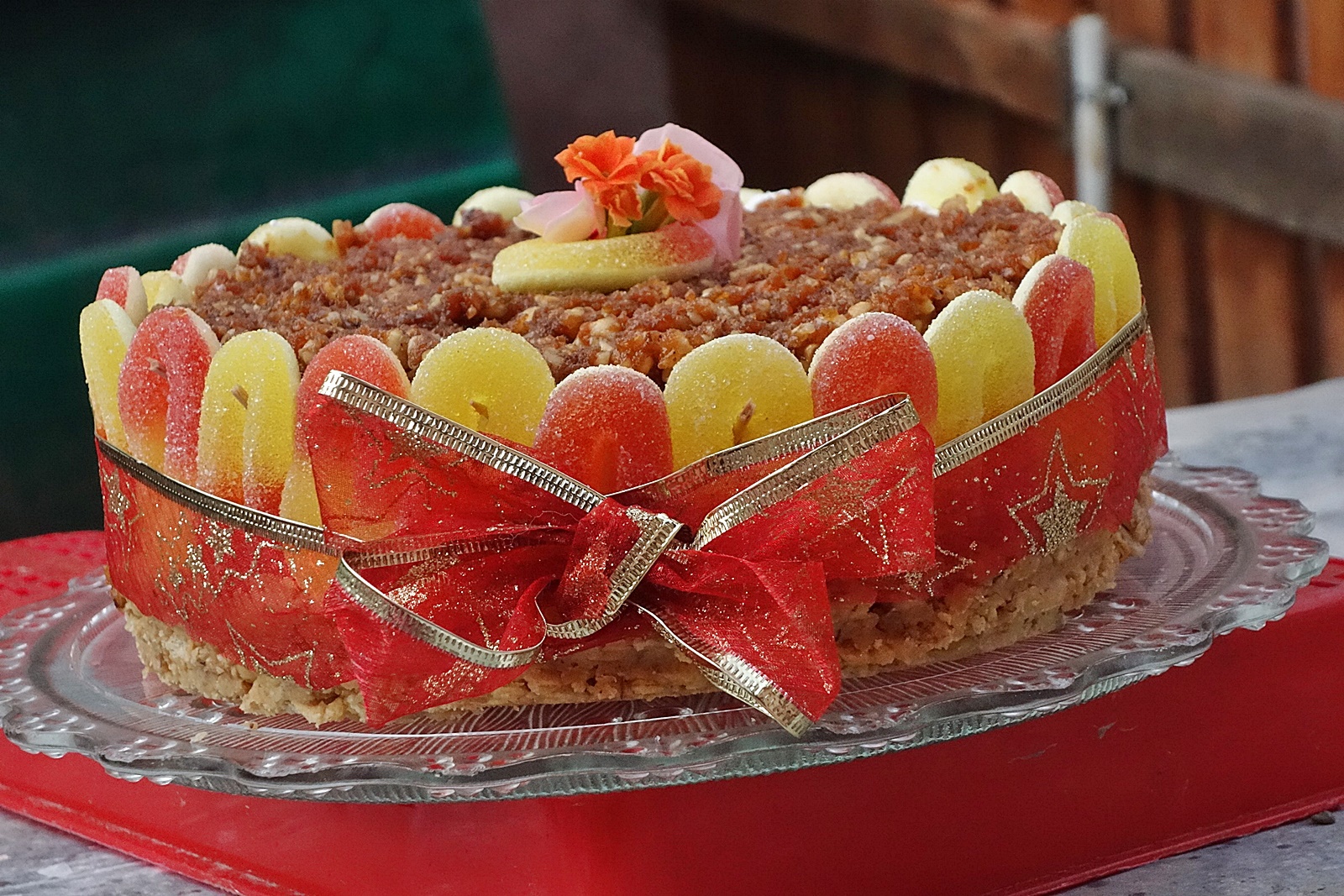 Gelle-cheesecake cu ananas si krantz