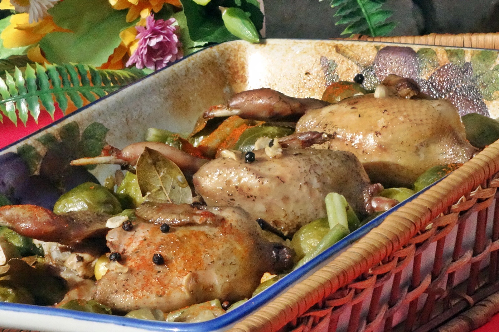 Prepelite marinate, la cuptor