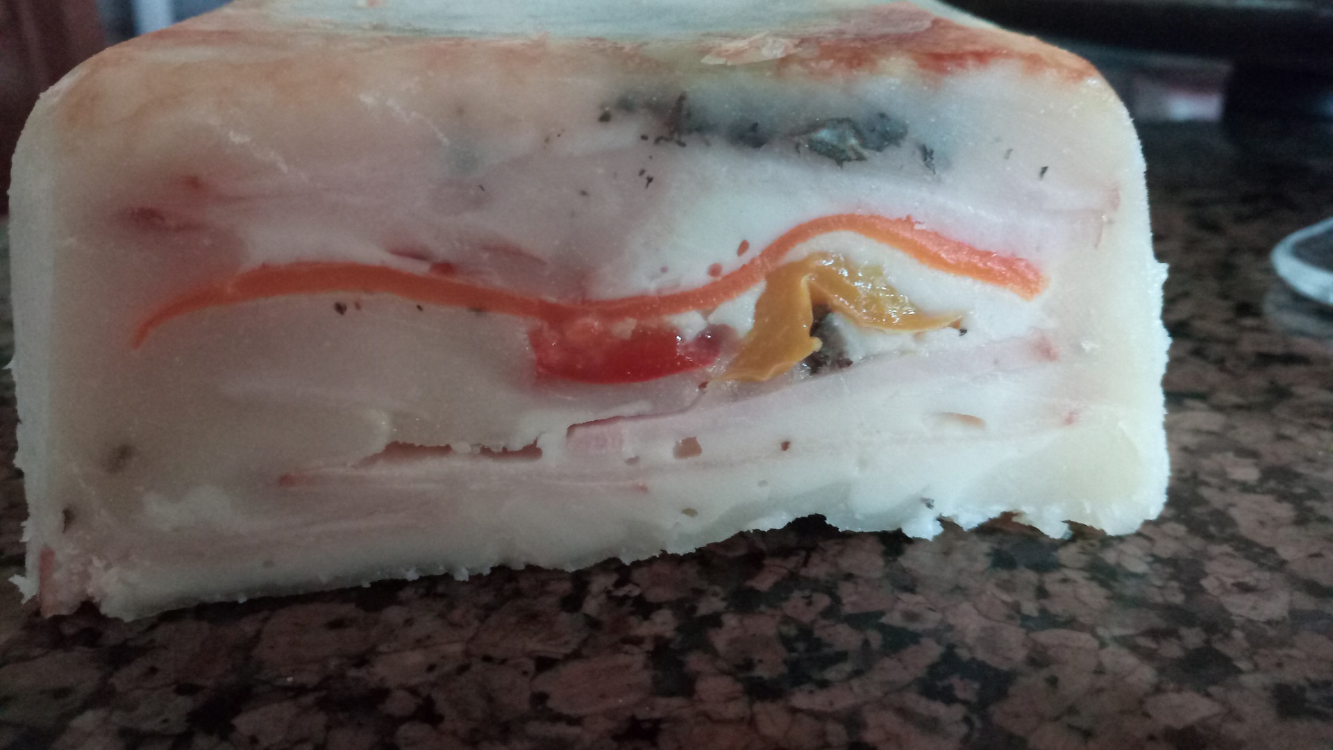 Terina cu legume, cascaval si sunca afumata din piept de curcan