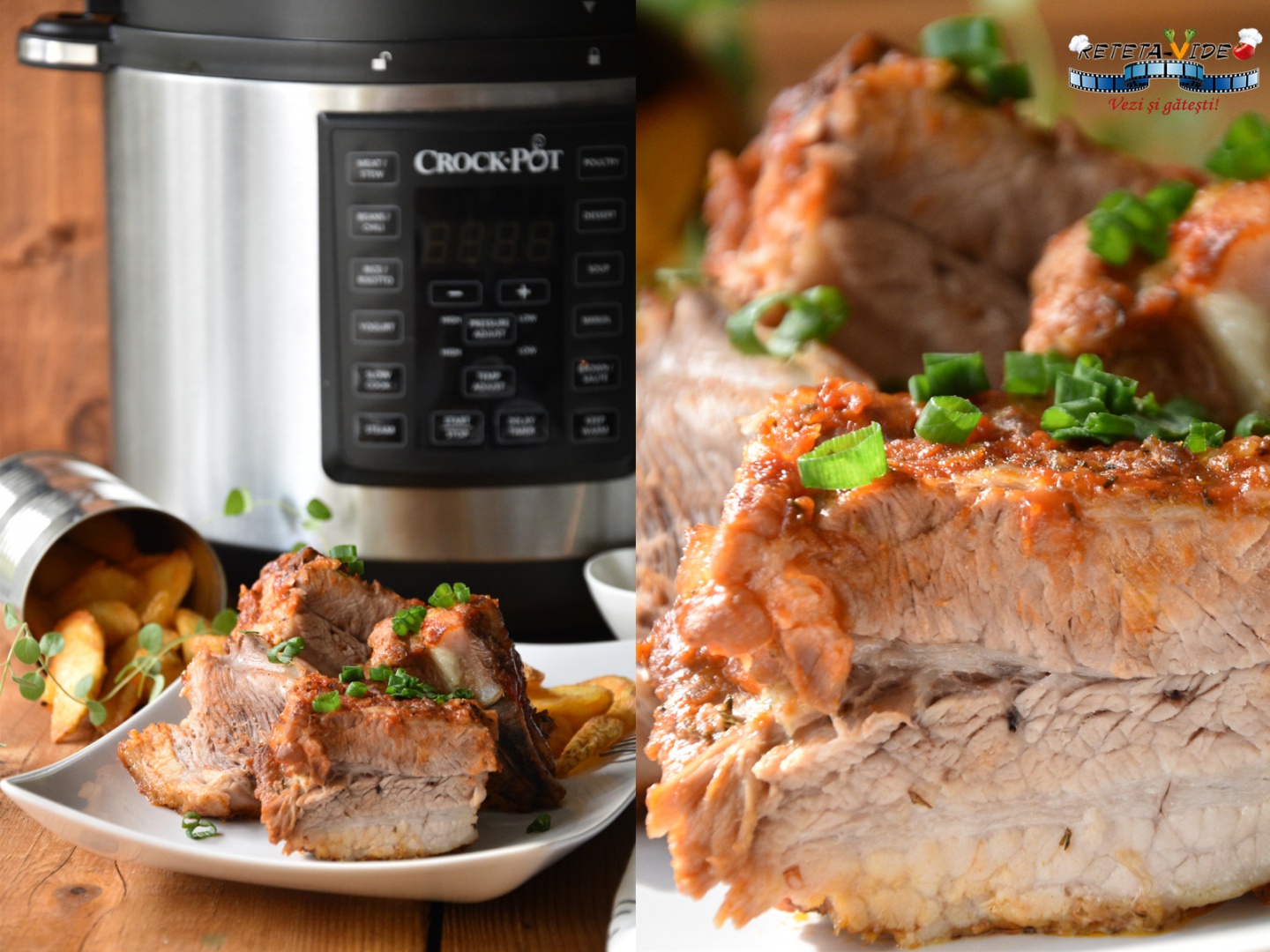Coaste de porc fragede la Multicooker Crock-Pot Express