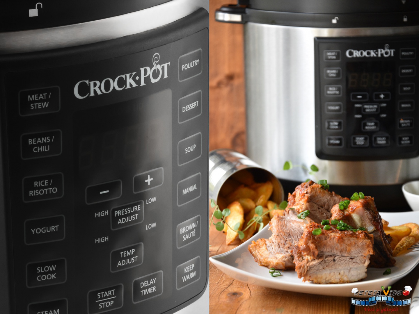 Coaste de porc fragede la Multicooker Crock-Pot Express