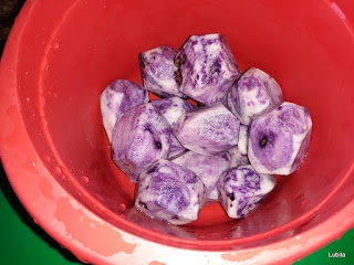 Supa crema de cartofi mov si hrisca