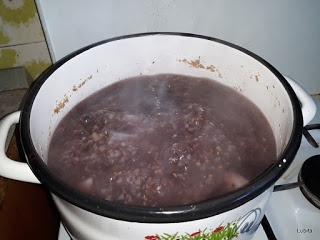 Supa crema de cartofi mov si hrisca