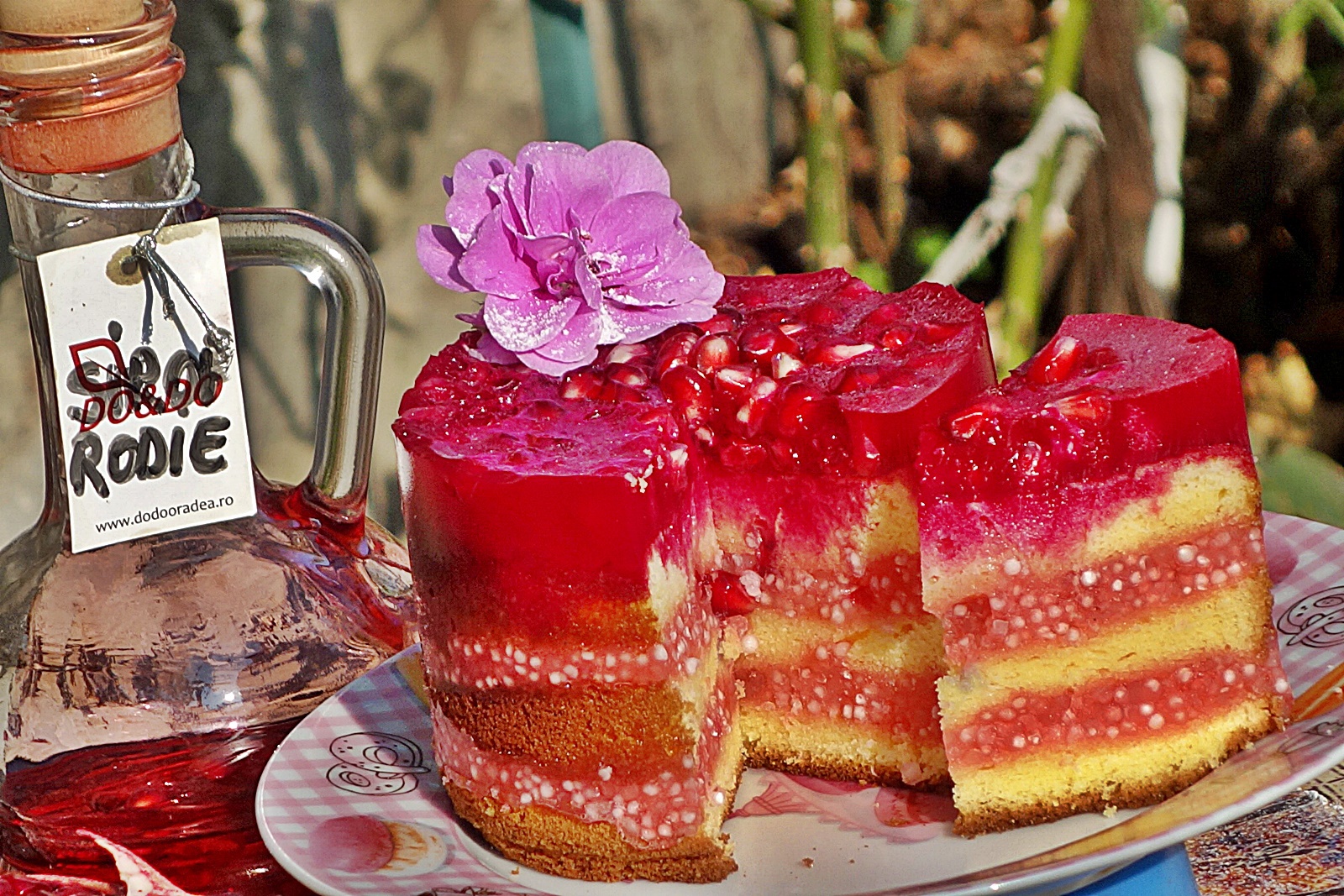 Prajitura cu perle de tapioca fierte in sirop de rodie