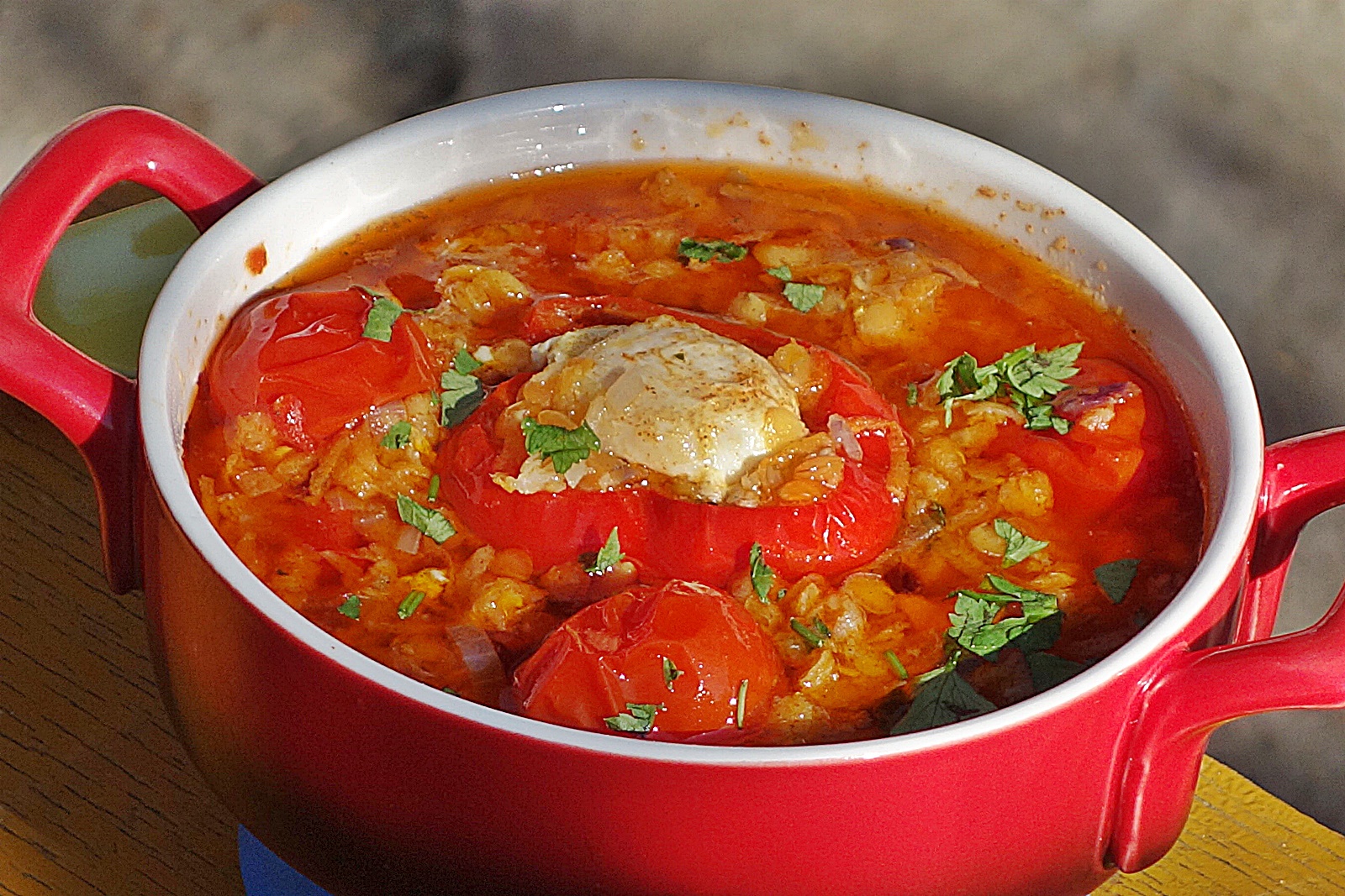 Supa de toamna cu linte si oua de prepelita