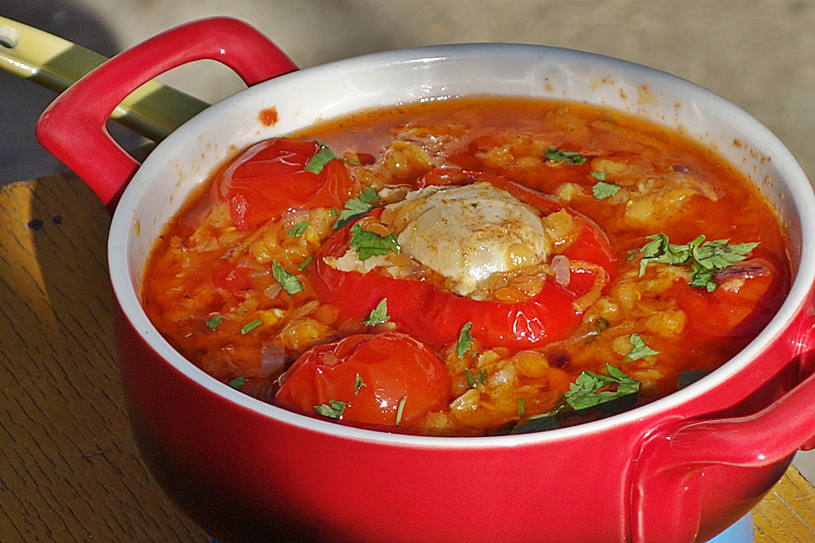 Supa de toamna cu linte si oua de prepelita