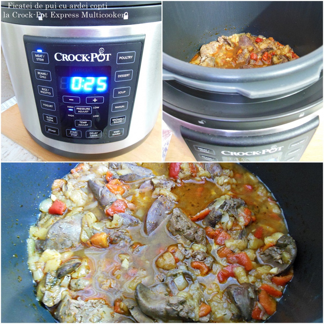 Ficatei de pui cu ardei copti la Multicooker Crock-Pot Express cu gatire sub presiune