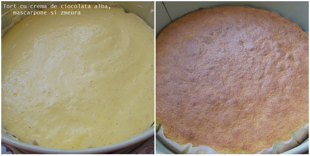 Tort cu crema de ciocolata alba, mascarpone si zmeura