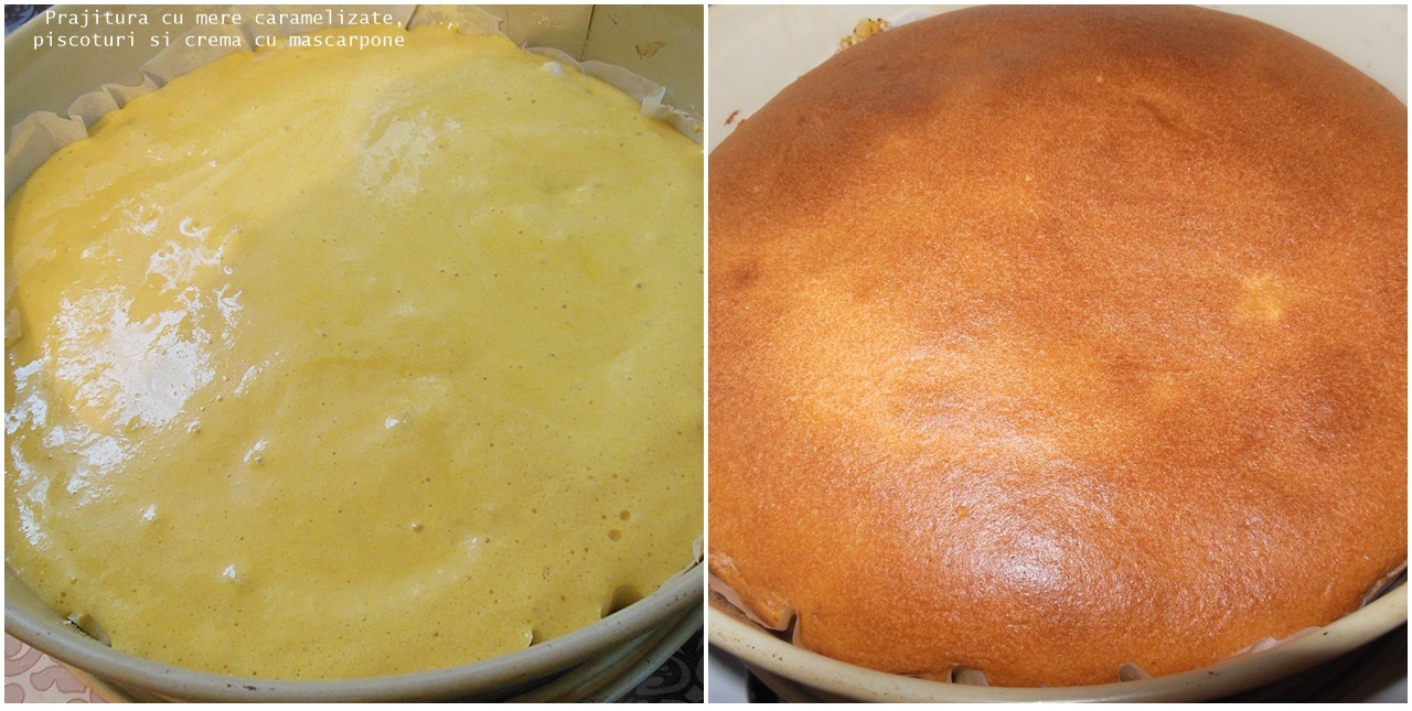 Prajitura cu mere caramelizate, piscoturi si crema cu mascarpone