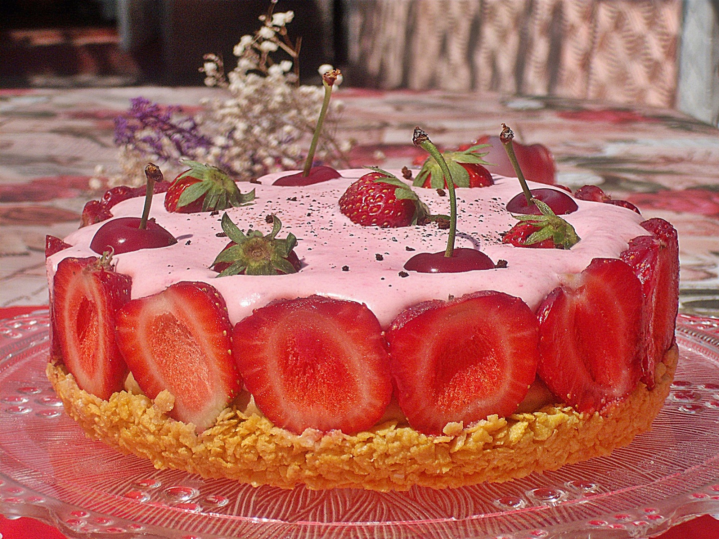 Prajitura  cu blat din fulgi de porumb