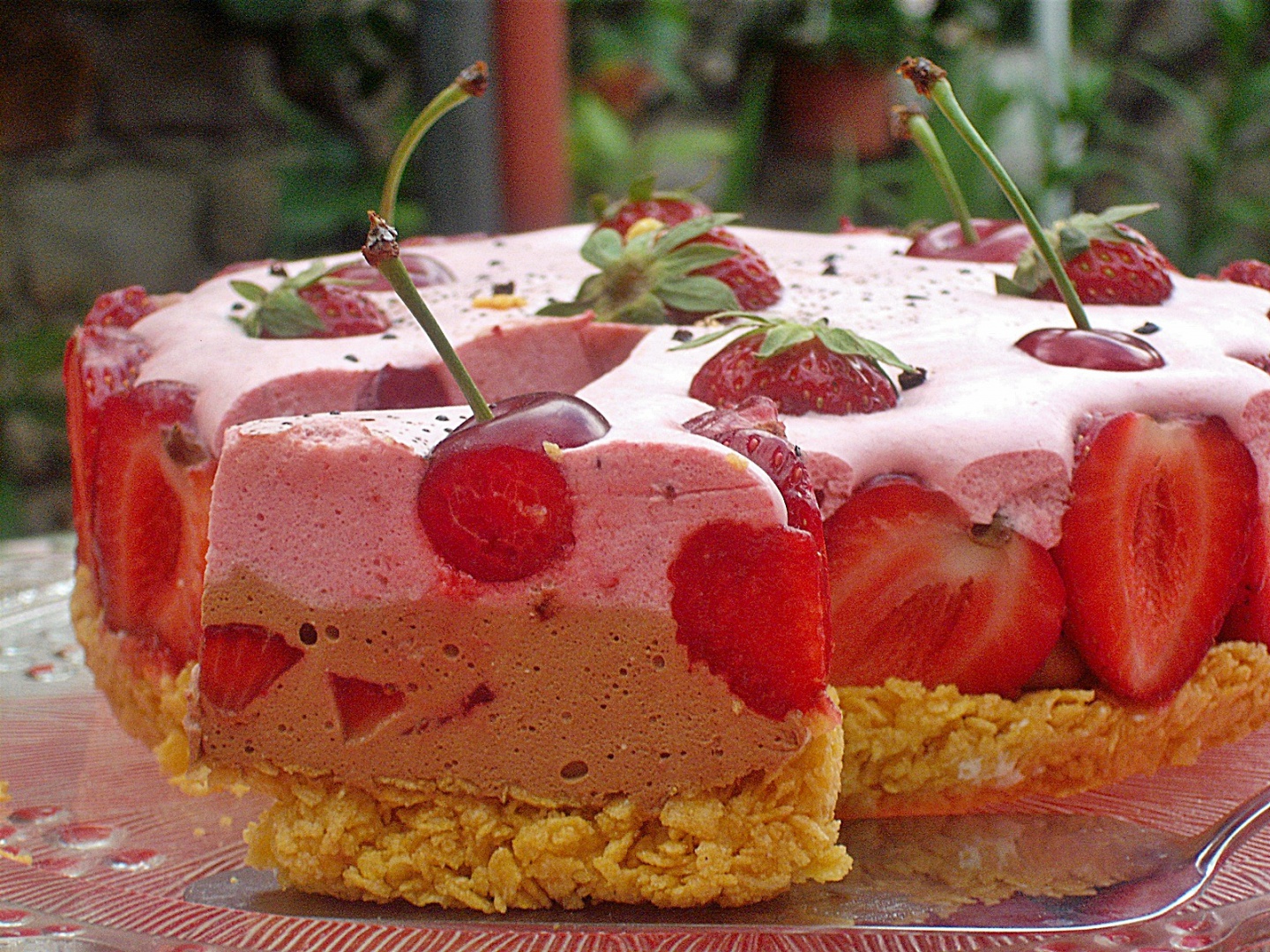 Prajitura  cu blat din fulgi de porumb