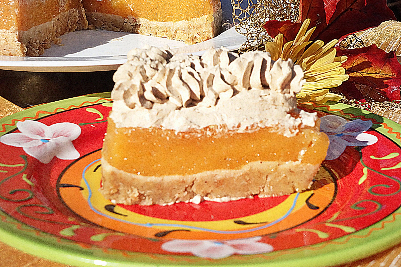 Prajitura cu kaki si clementine, frisca si piure de castane