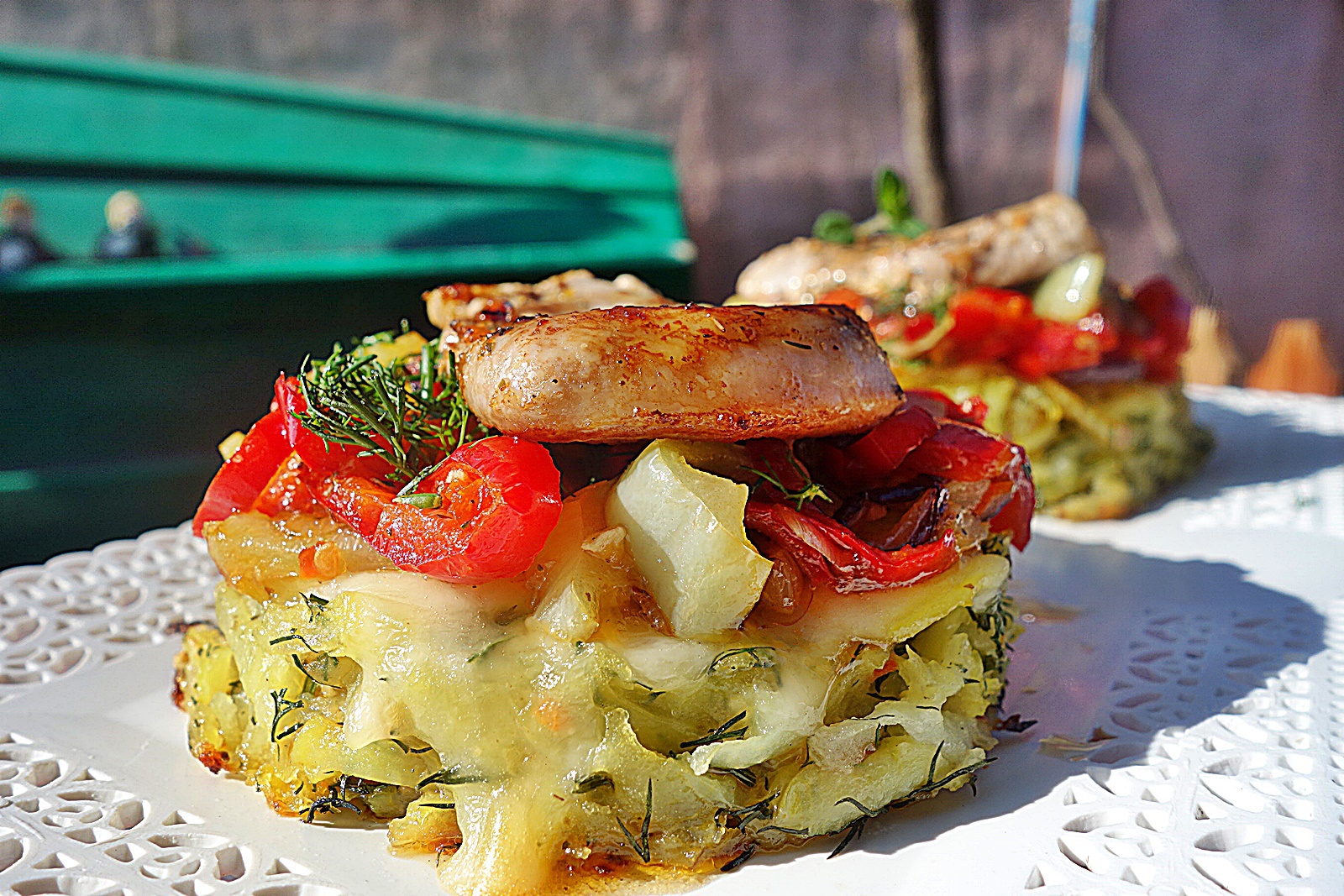 Turtite din cartofi cu legume sotate si muschiulet de porc