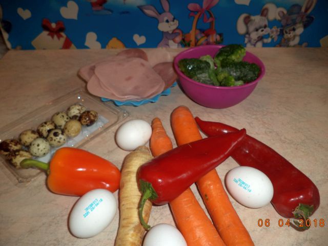 Aspic de legume si oua de prepelita