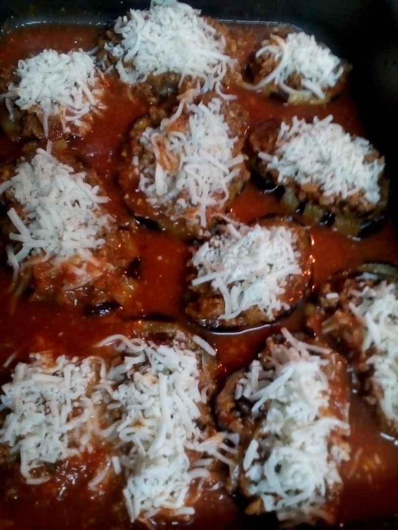 Vinete  la cuptor, cu garnitura de orez si legume