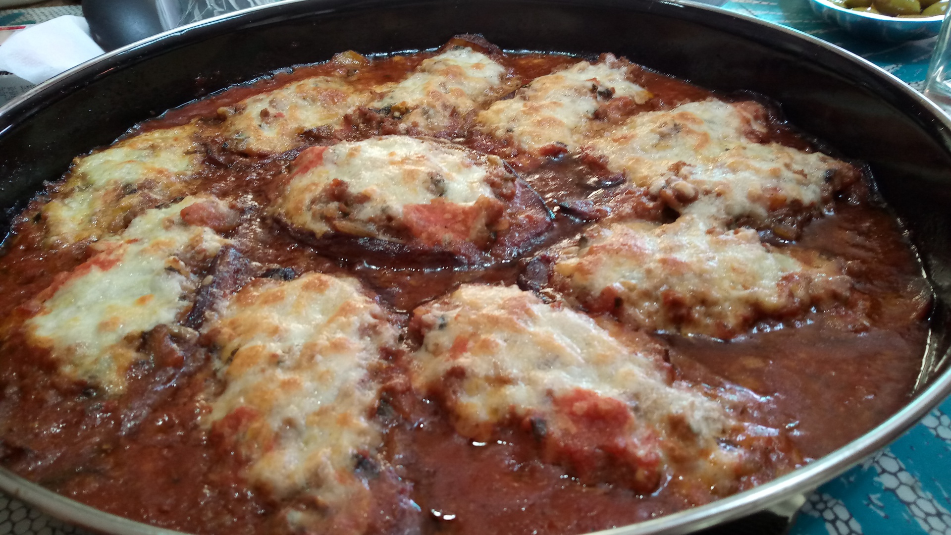 Vinete  la cuptor, cu garnitura de orez si legume