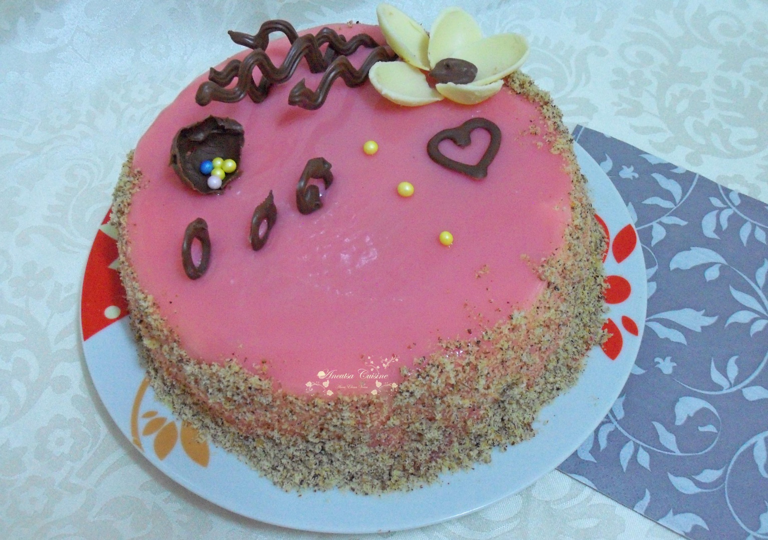 Tort Floare de Cires, cu glazura oglinda