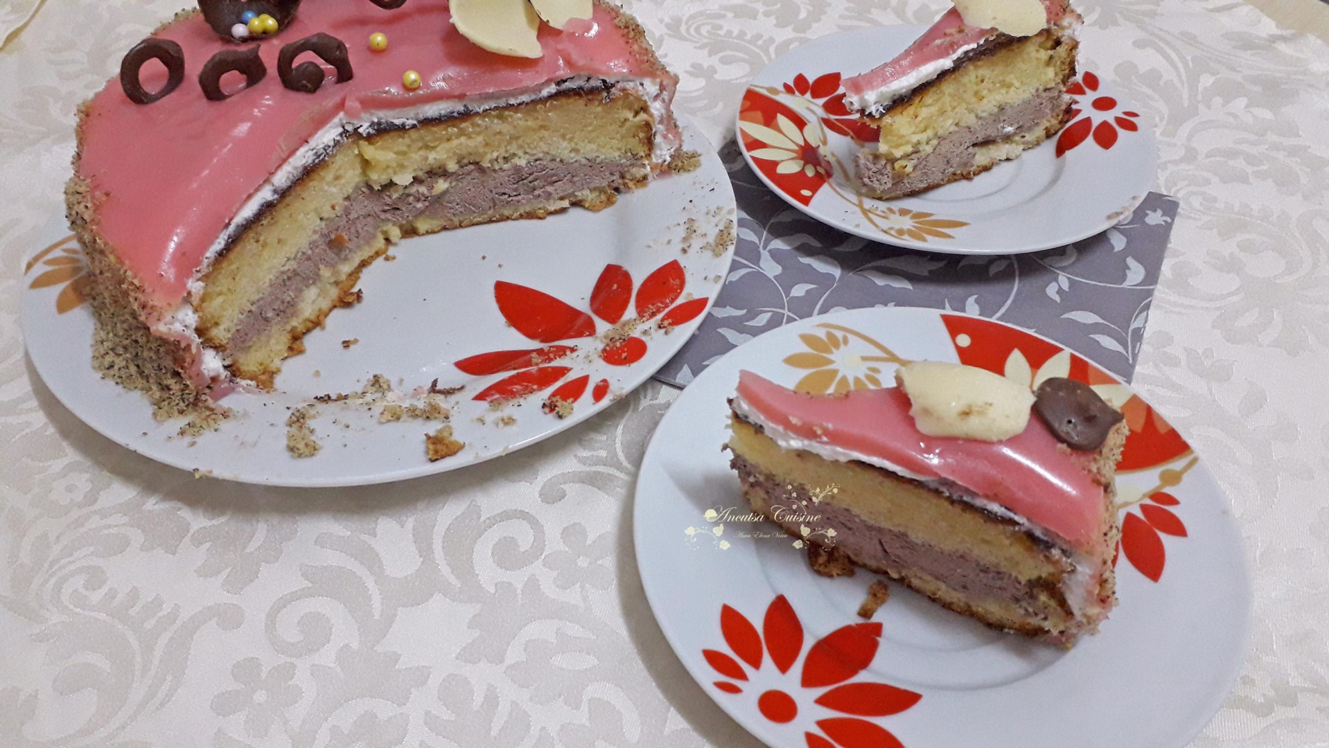 Tort Floare de Cires, cu glazura oglinda