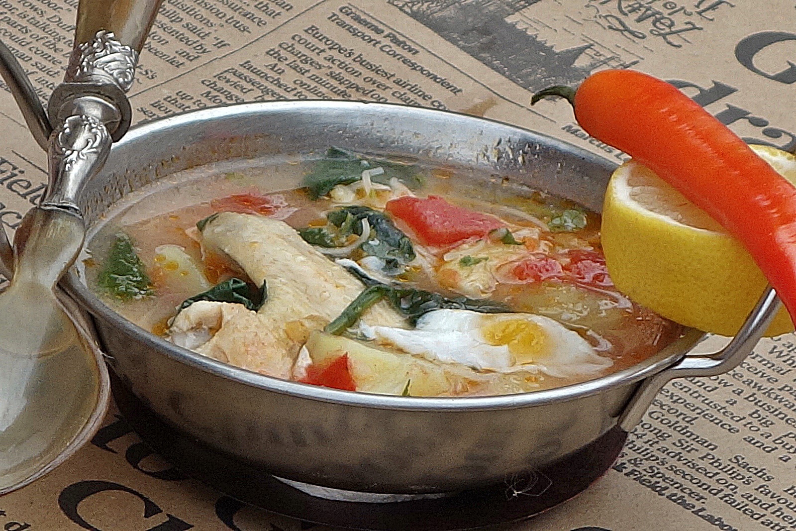 Ciorba de aripioare, cu spanac verde