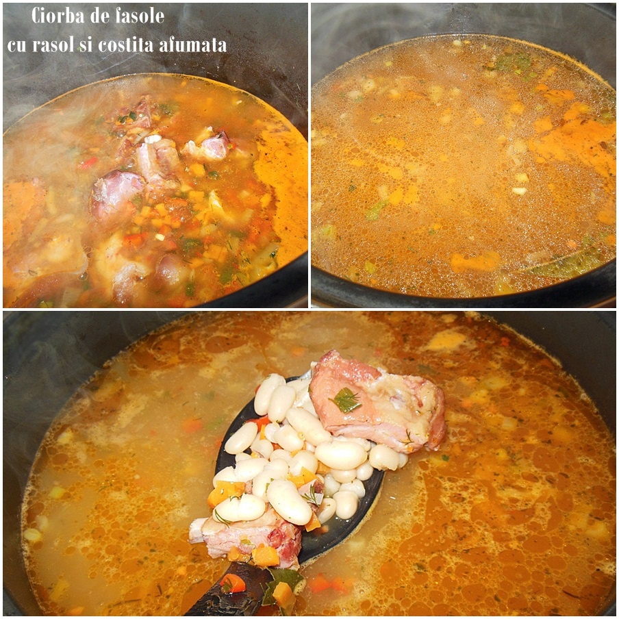 Ciorba de fasole cu rasol si costita afumata