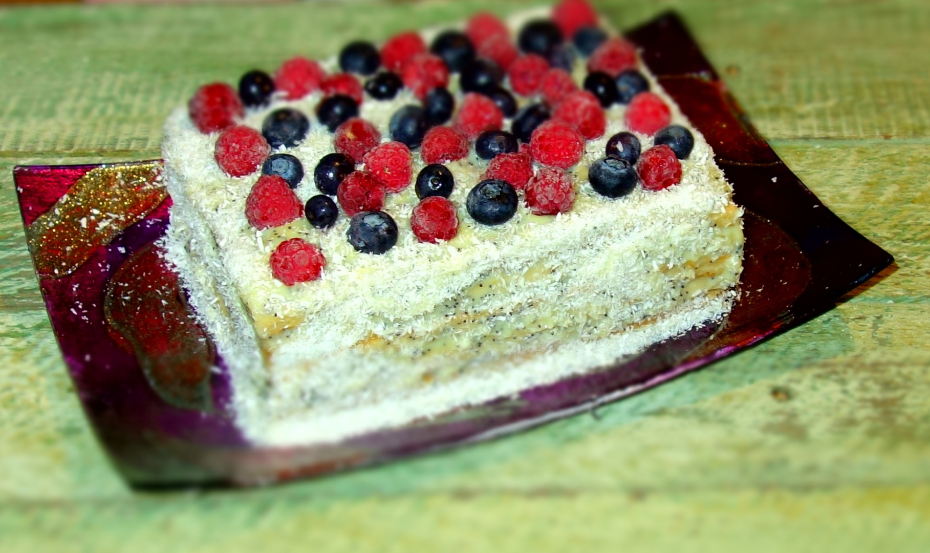 Prajitura cu foi de pandispan cu crema de vanilie si mac