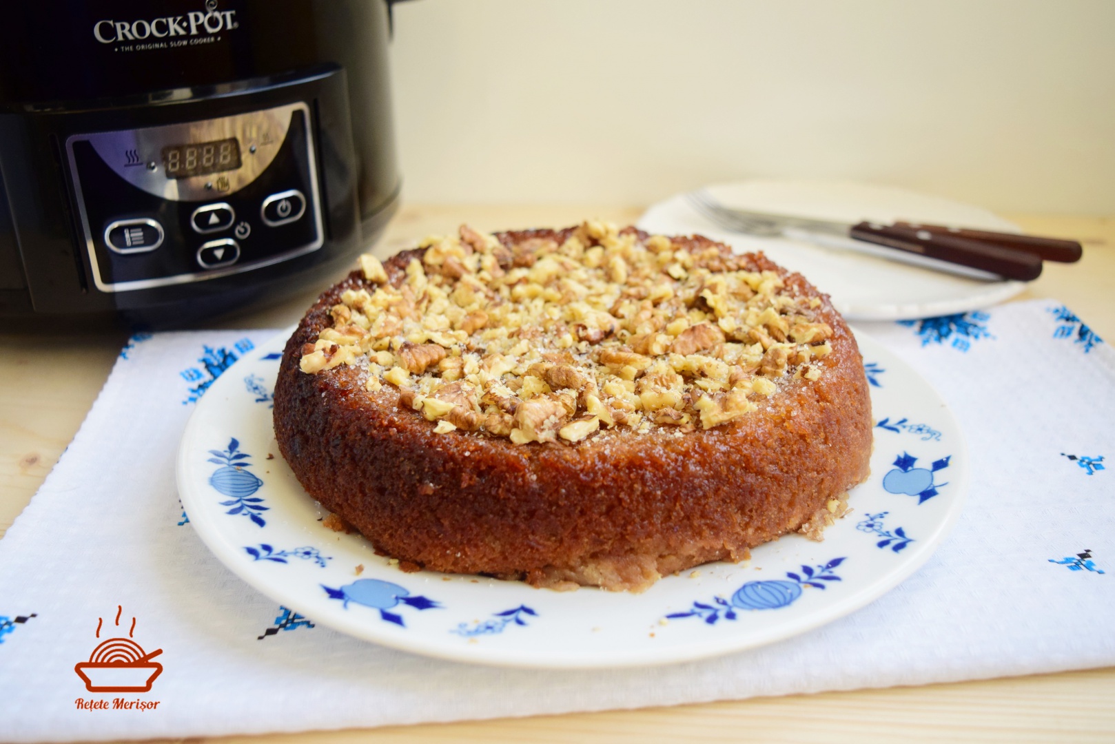 Budinca de mere cu aroma de migdale si scortisoara la slow cooker Crock-Pot 4,7 L