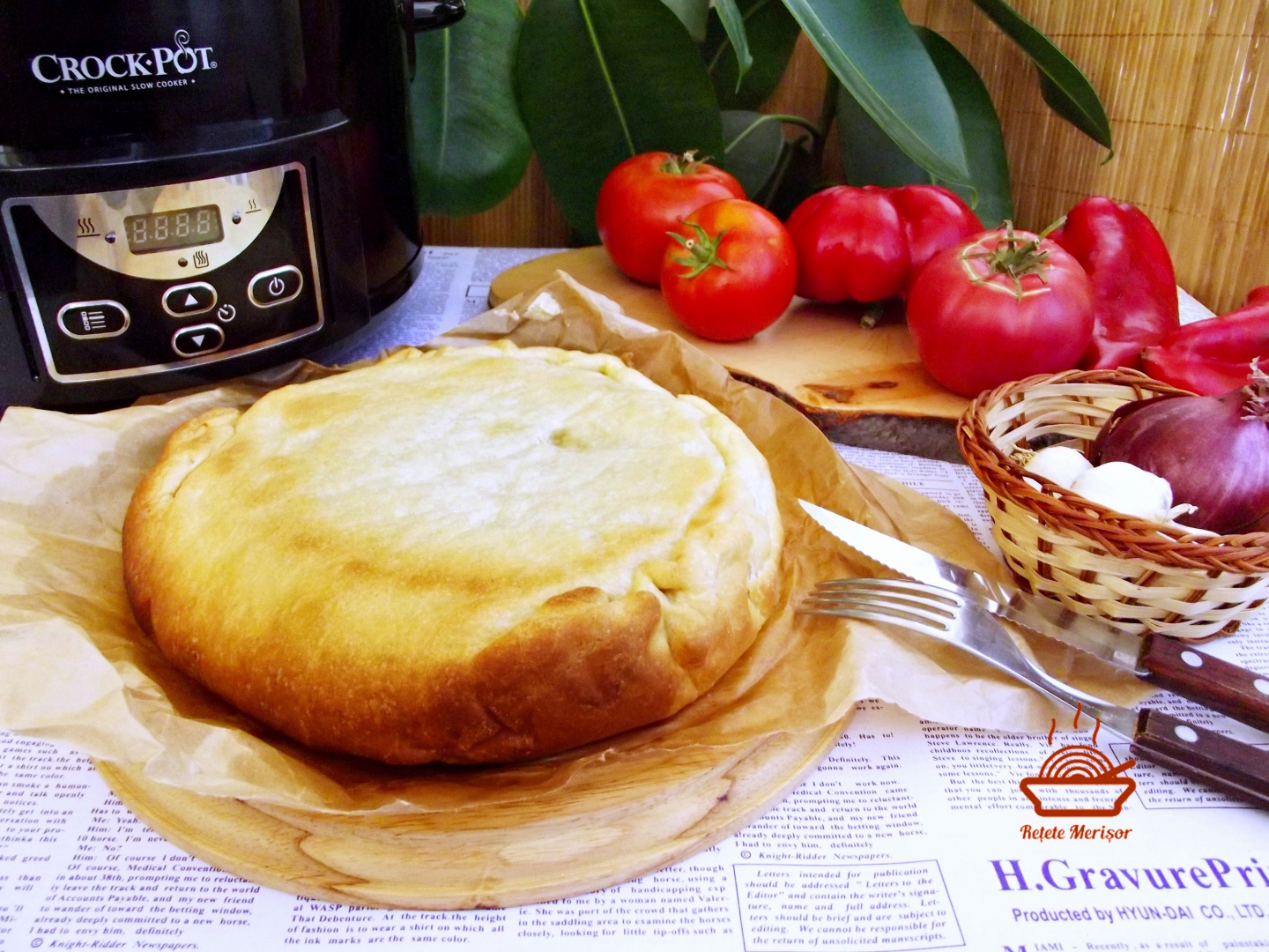 Placinta cu carne si legume la slow cooker Crock-Pot 4,7 L