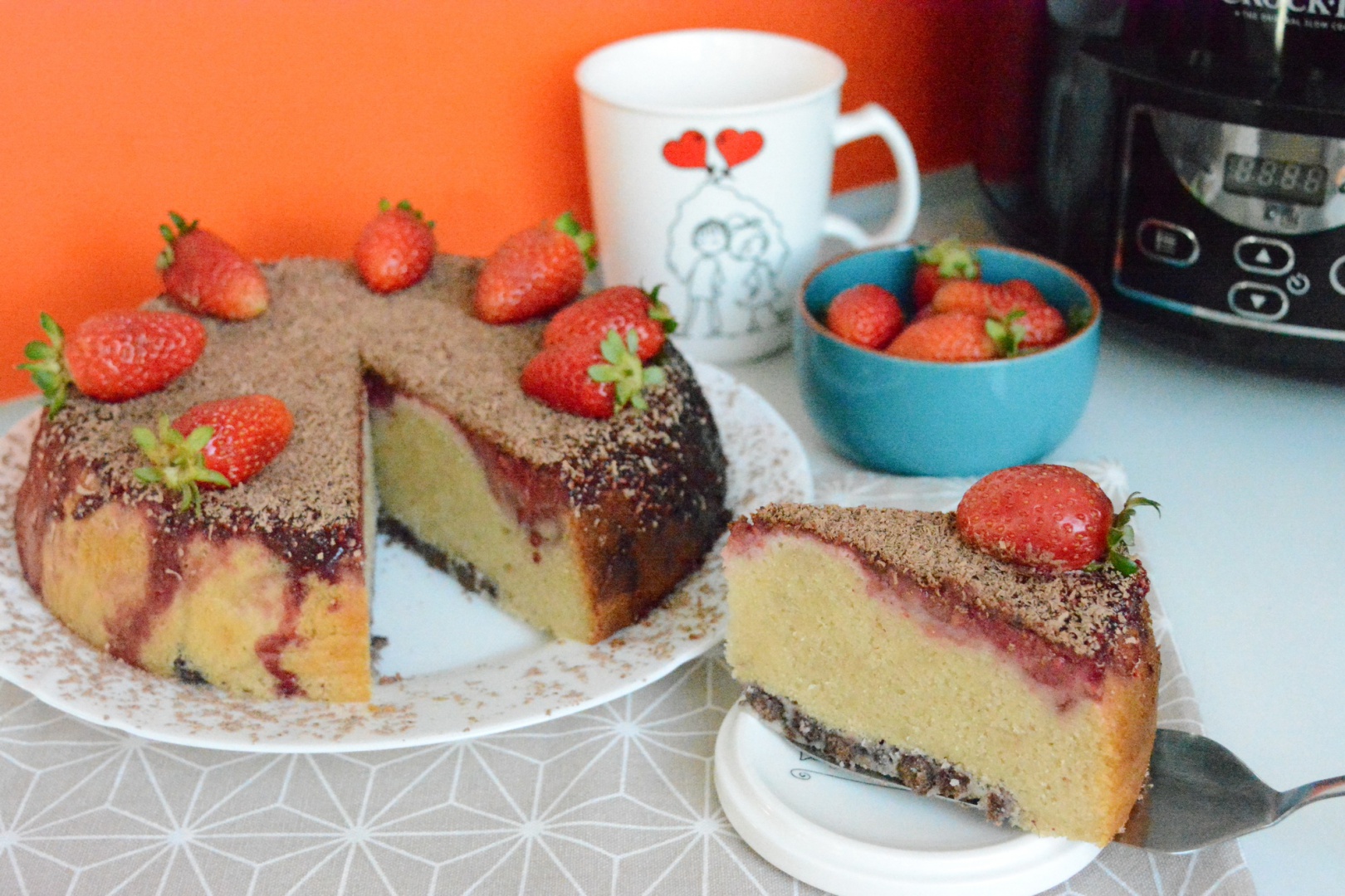 Prajitura rasturnata cu zmeura si fulgi de chili la slow cooker Crock-Pot