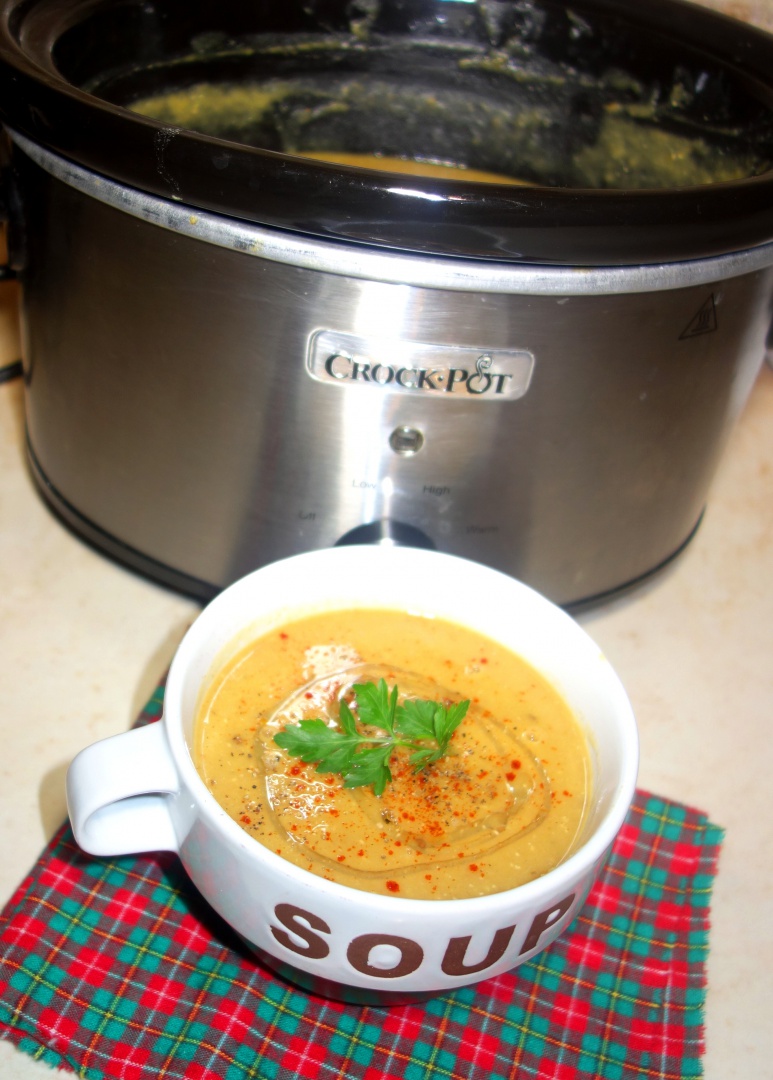 Supa crema de linte cu rosii uscate si broccoli, gatita la slow cooker Crock Pot Manual 3.5l