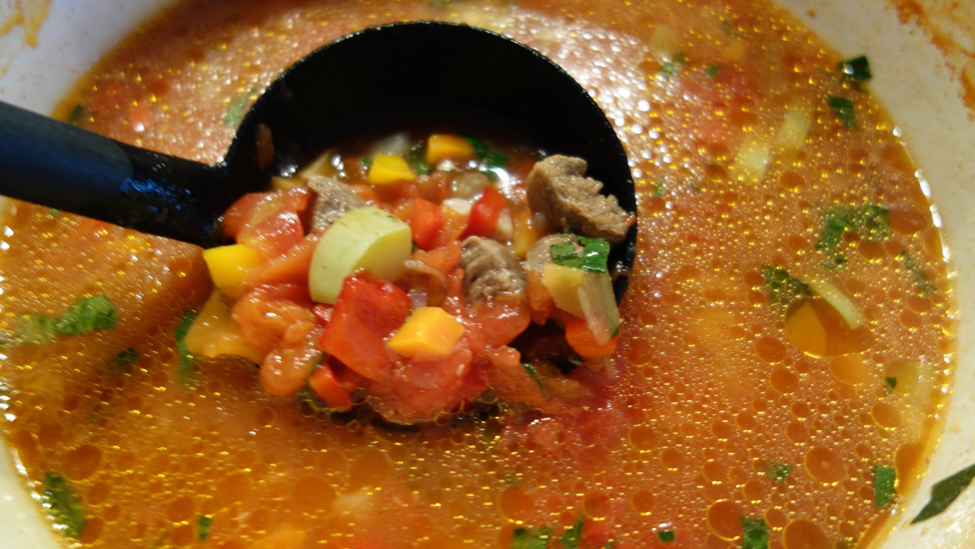 Ciorba de vara cu dovlecei si piept de rata